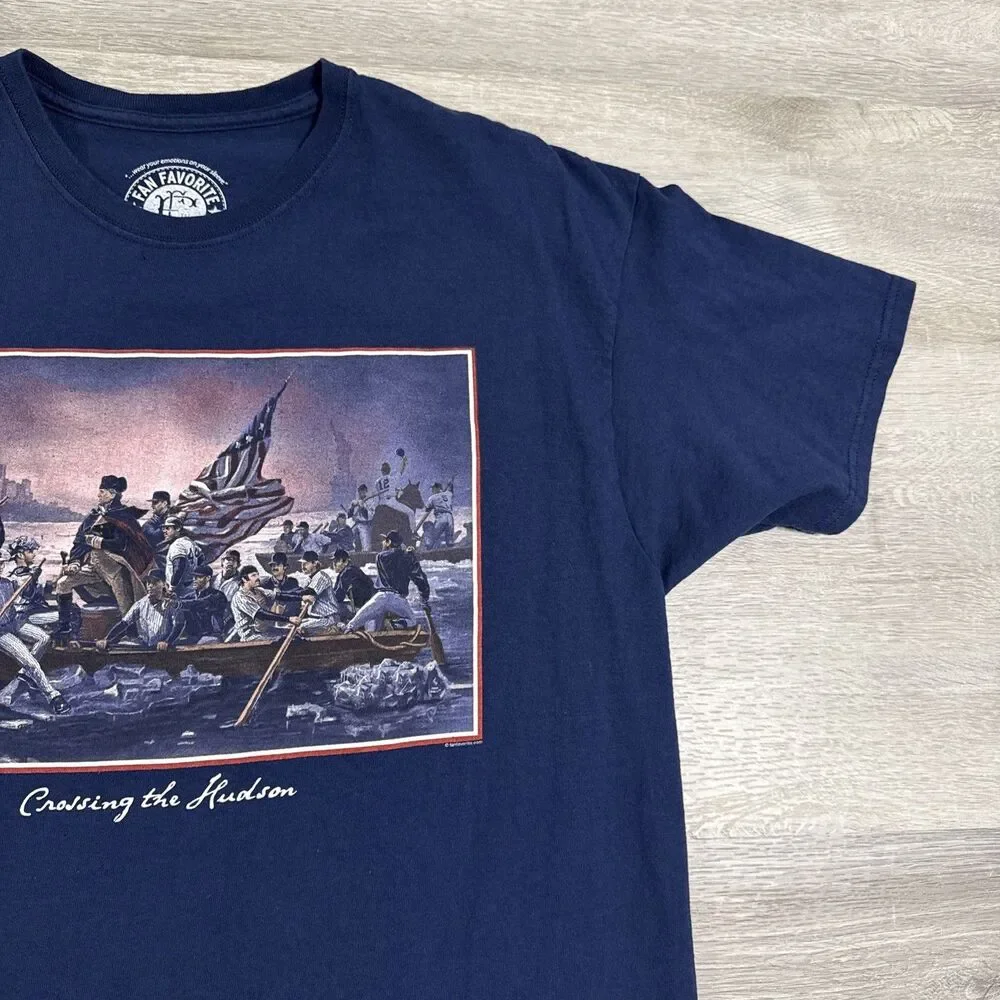 New York Yankees Shirt Crossing The Hudson Fan Favorite Men's Blue XL Cotton Tee